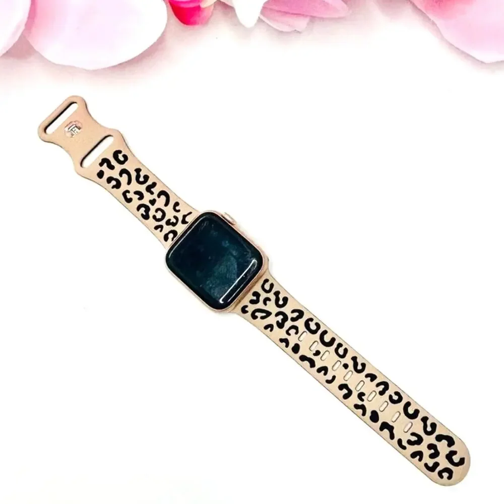 2 Pack Apple Watch Bands 38 40 Matte Black & Blush Leopard NEW